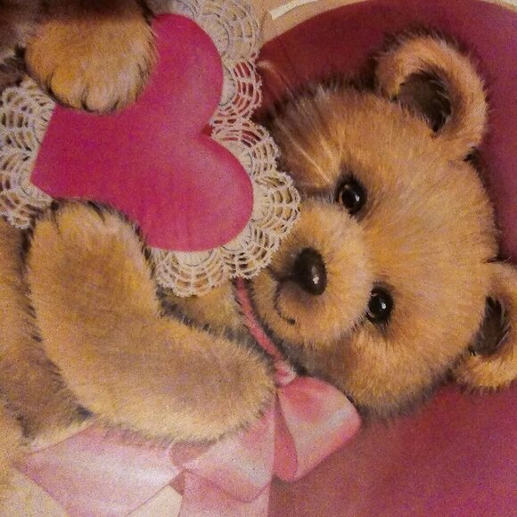 Vintage Eureka Valentine's Day Teddy Bear Window Cling Decor - Picture 8 of 9